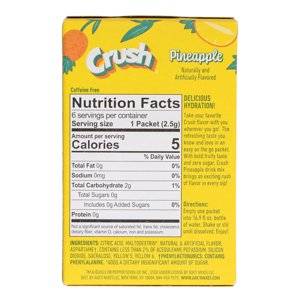 Crush Zero Sugar Pineapple Flavored Drink Mix, 6-pc Pack.