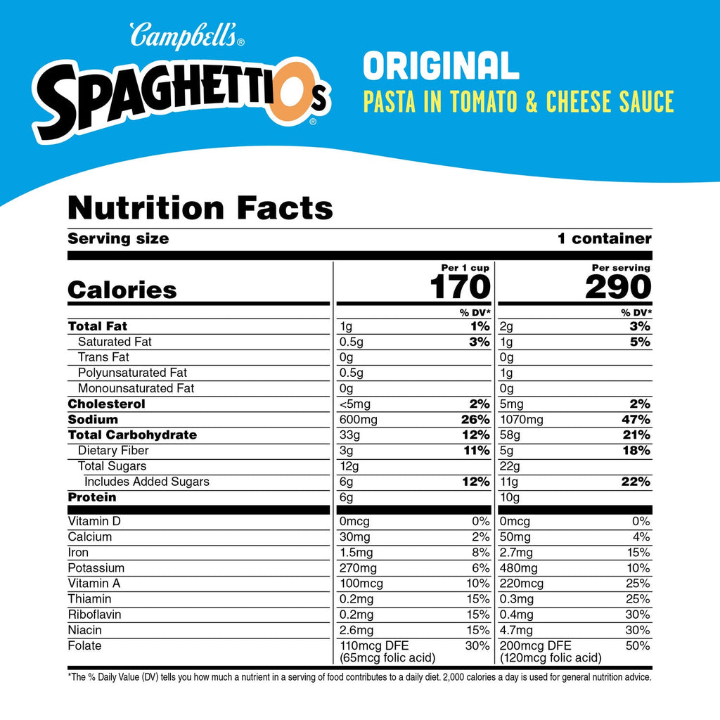 Campbell's SpaghettiOs Original Canned Pasta, 15.8-oz. Cans