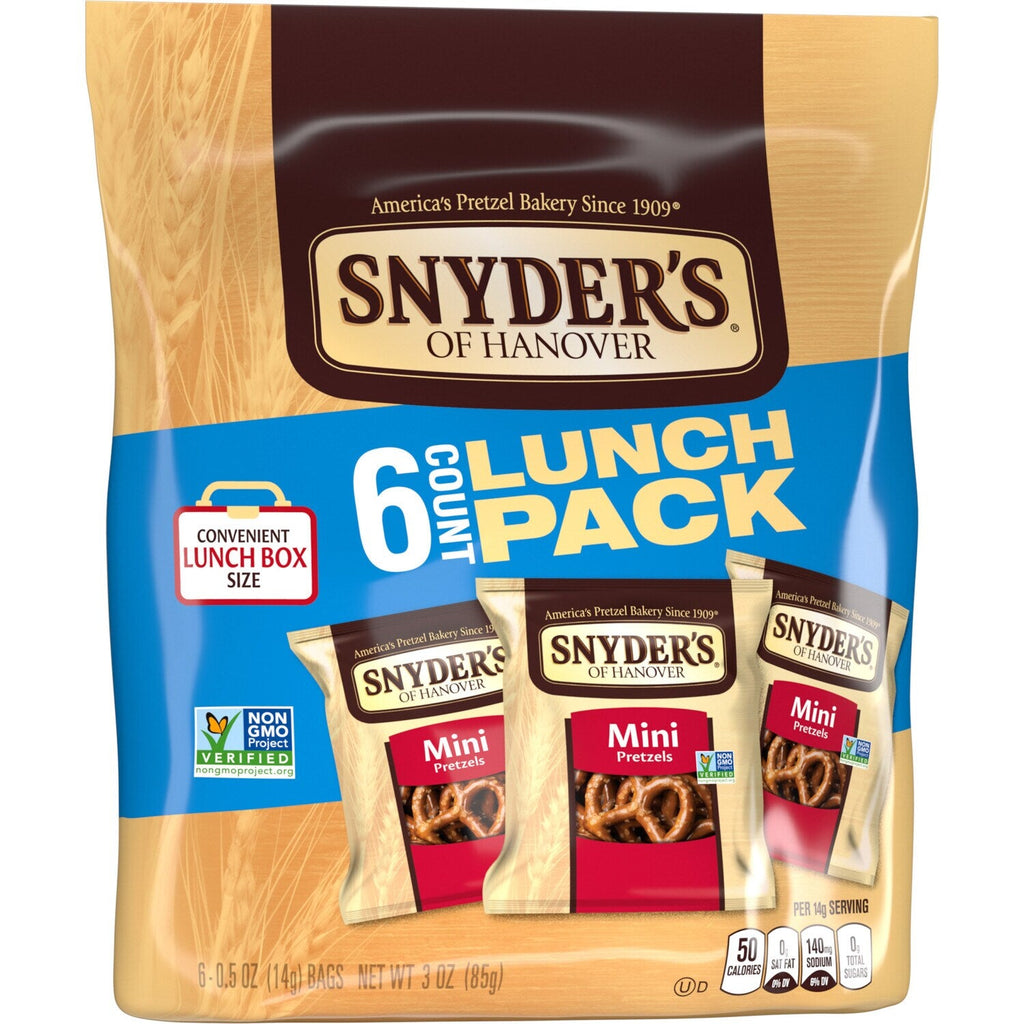 Snyder's of Hanover, Mini Pretzels, Lunch-Box Sized Snack Packs, 6 Pack