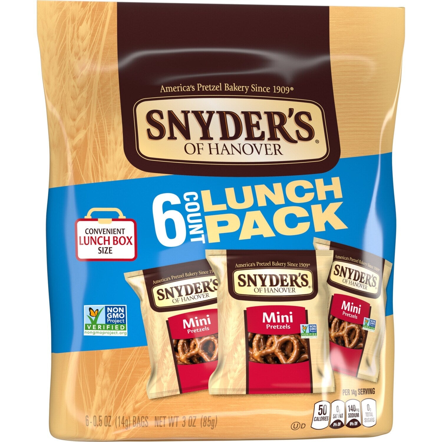 Snyder's of Hanover, Mini Pretzels, Lunch-Box Sized Snack Packs, 6 Pack