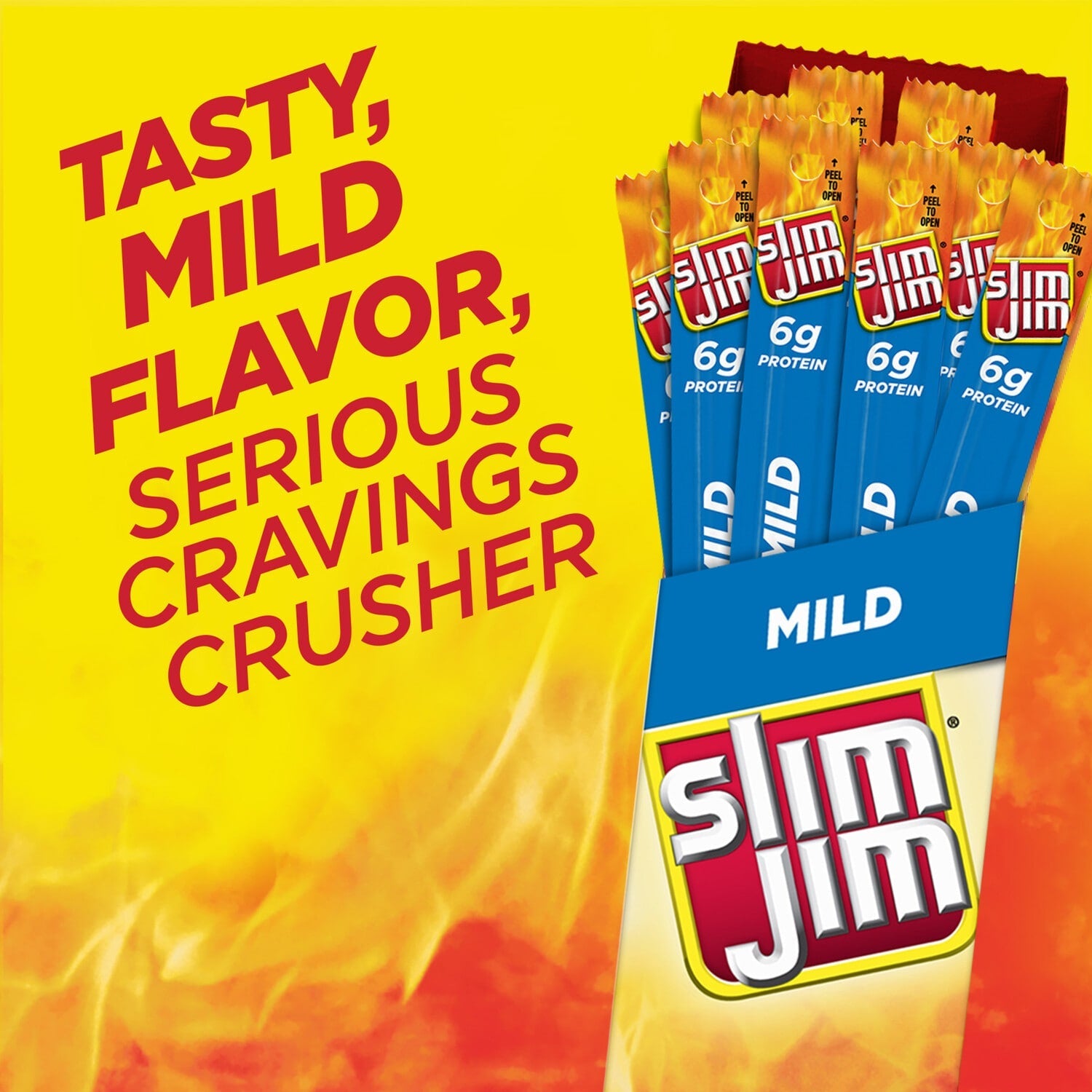 Slim Jim Giant Smoked Meat Sticks, Mild Flavor, 6g Protein Per Stick, 0.97 oz.