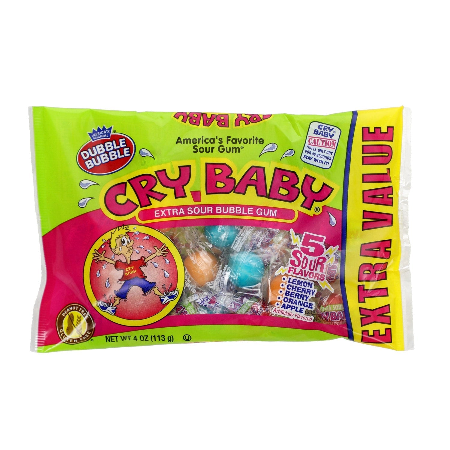 Dubble Bubble Cry Baby Sour Sour Bubble Gum Candy, 21-pc Pack.