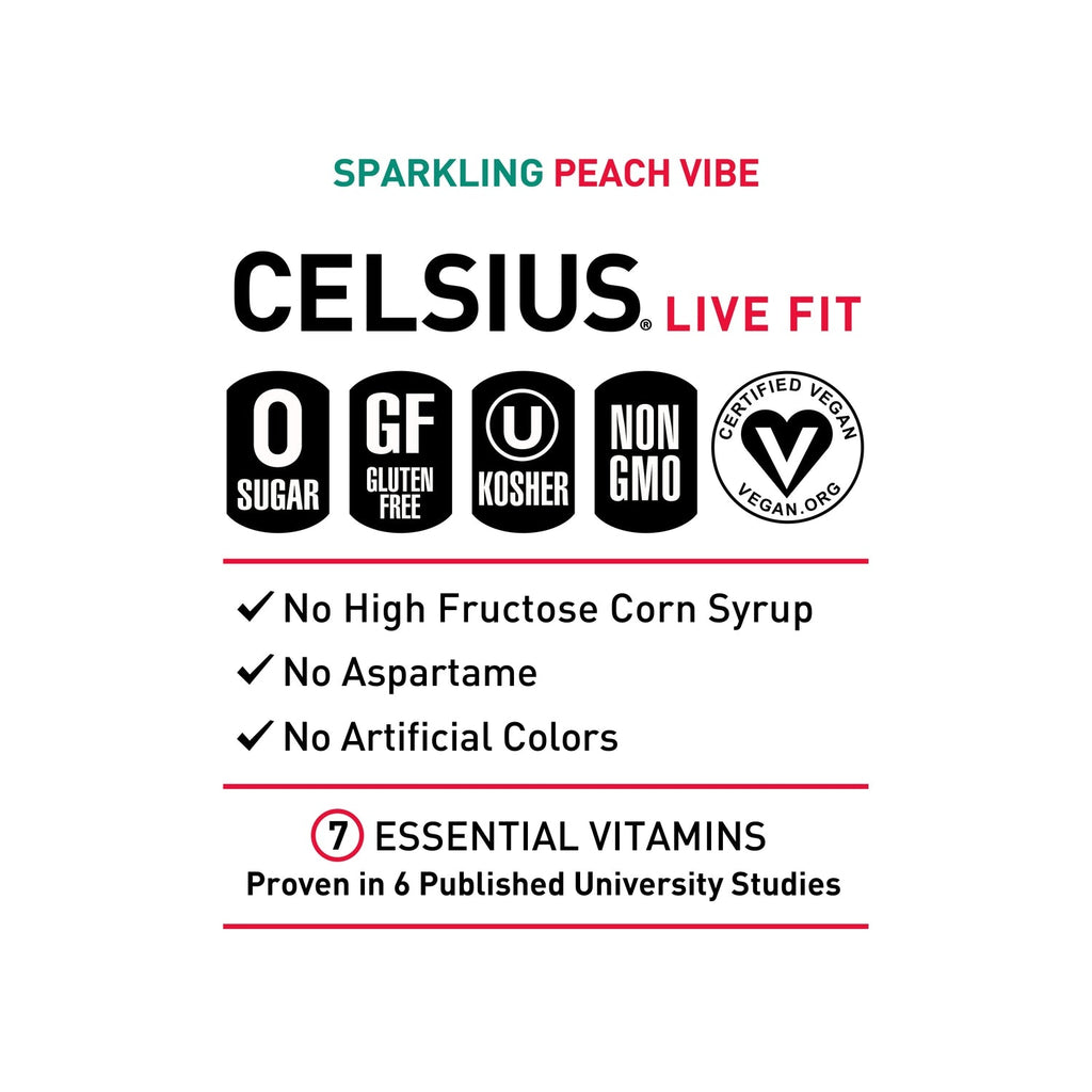 Celsius Peach Vibe Sparkling White Energy Drink, 1-ct.
