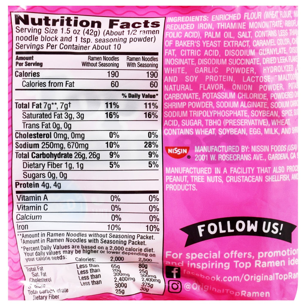 Nissin Top Ramen Shrimp-Flavored Noodle Soup, 5-ct. Packs