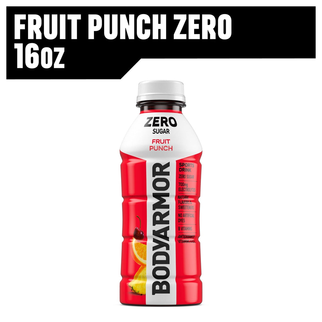 BODYARMOR Zero Sugar Fruit Punch Sports Drink, 16 fl oz Bottle