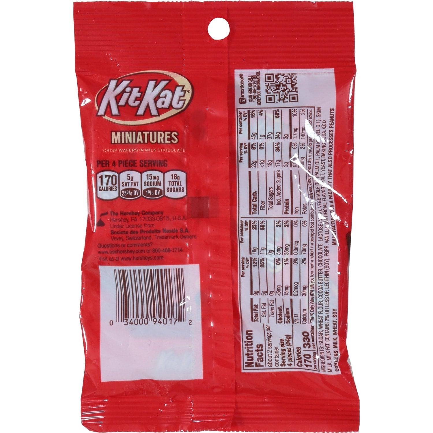 Kit Kat Miniatures Milk Chocolate, 2.4-oz. Bag