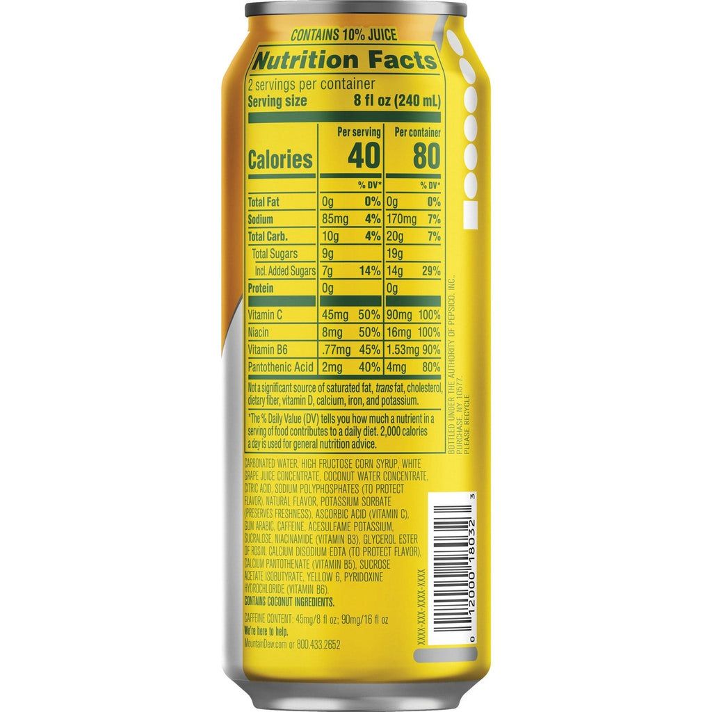 Mtn Dew Kickstart Juice Drink Pineapple Orange Mango Flavored 16 Fl Oz Can