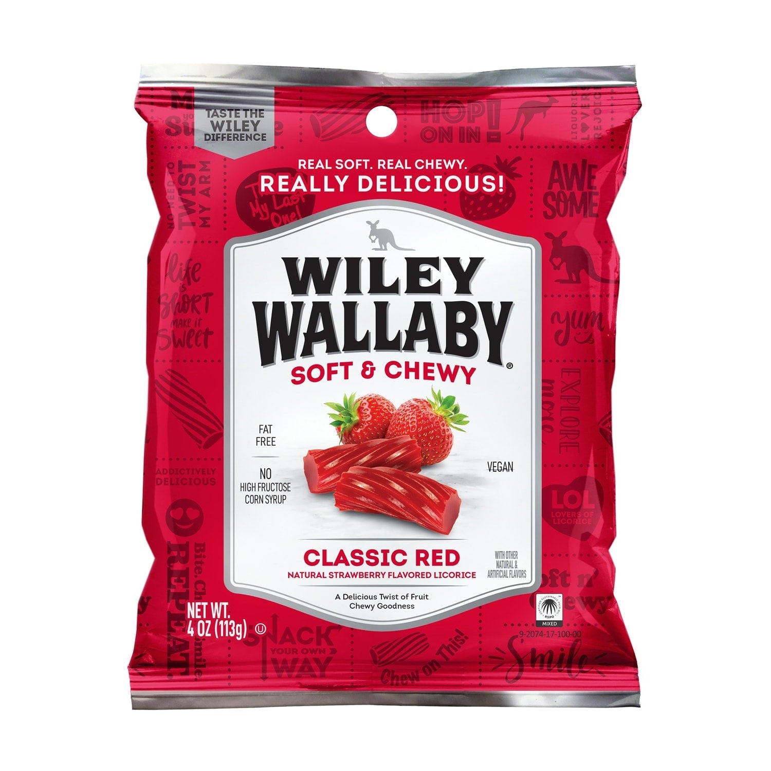 Wiley Wallaby Gourmet Red Liquorice, 4-oz. Bags