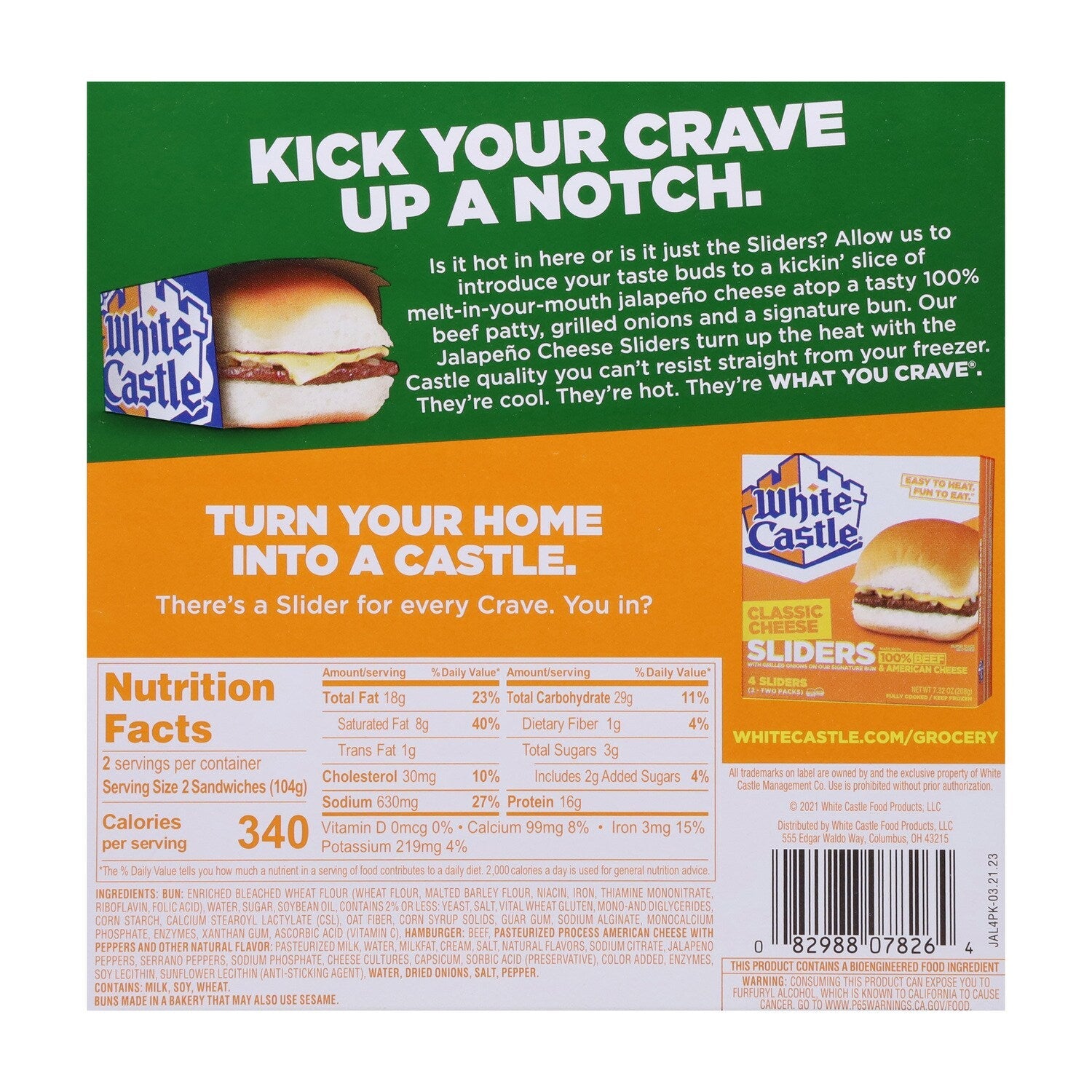 White Castle Beef Jalapeno Cheese Sliders, 4-pc Pack.