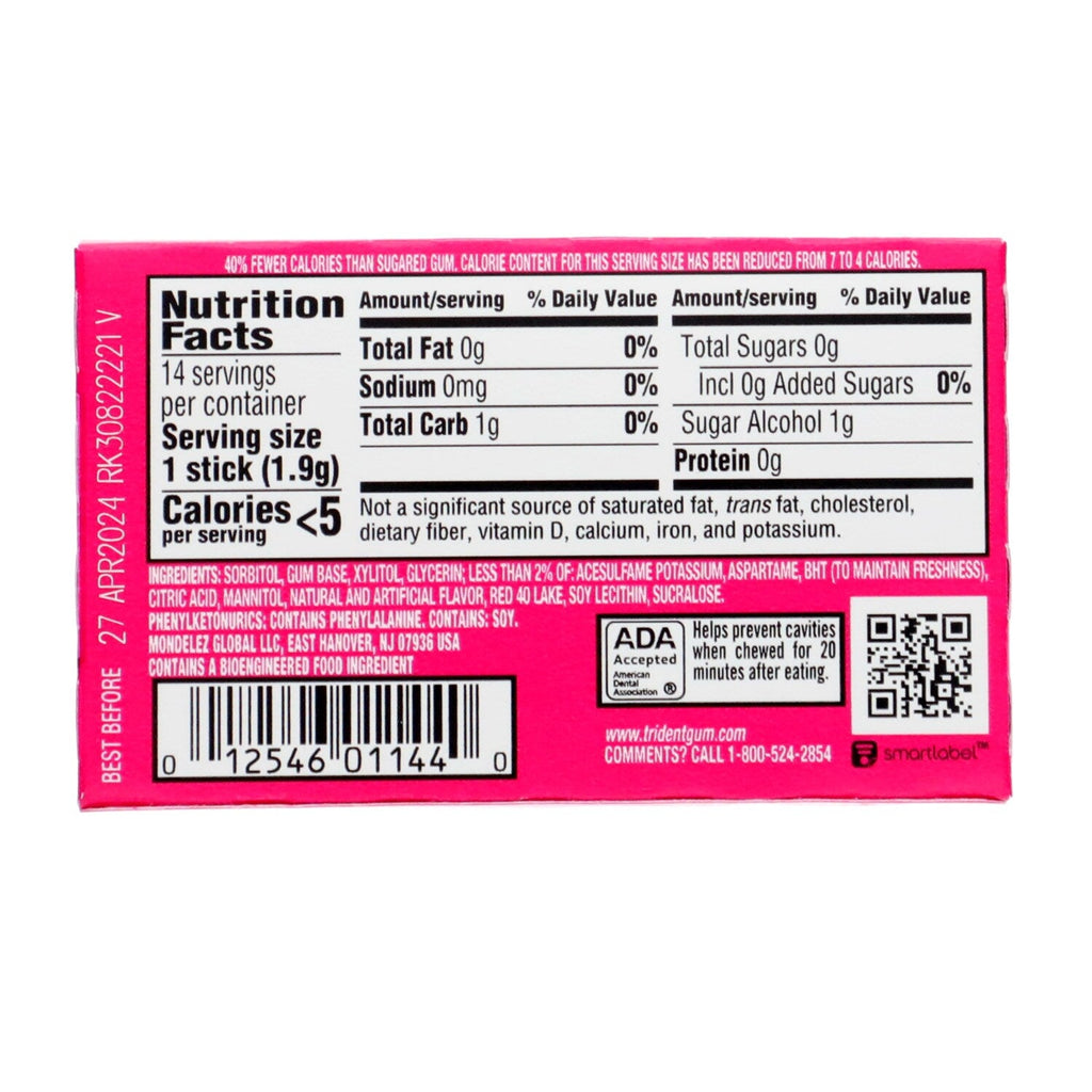Trident Sugar Free Gum - Bubblegum, 14-pc. Packs