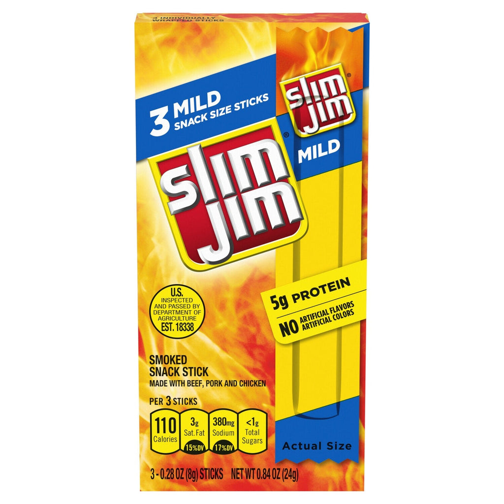 Slim Jim Mild Snack-Sized Meat Sticks, 3-ct. Box