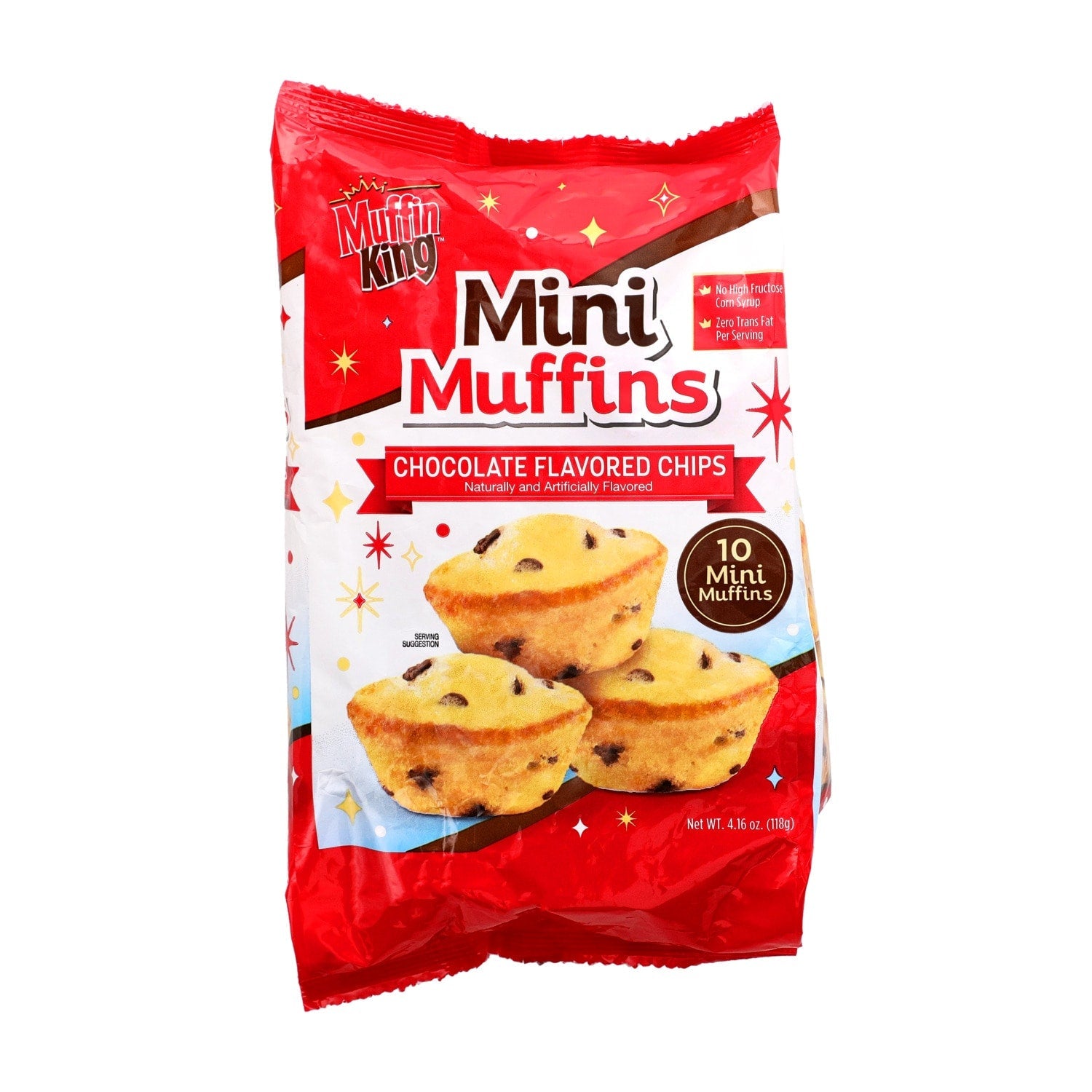 Muffin King Chocolate Chip Flavored Mini Muffins, 10-pc Pack.