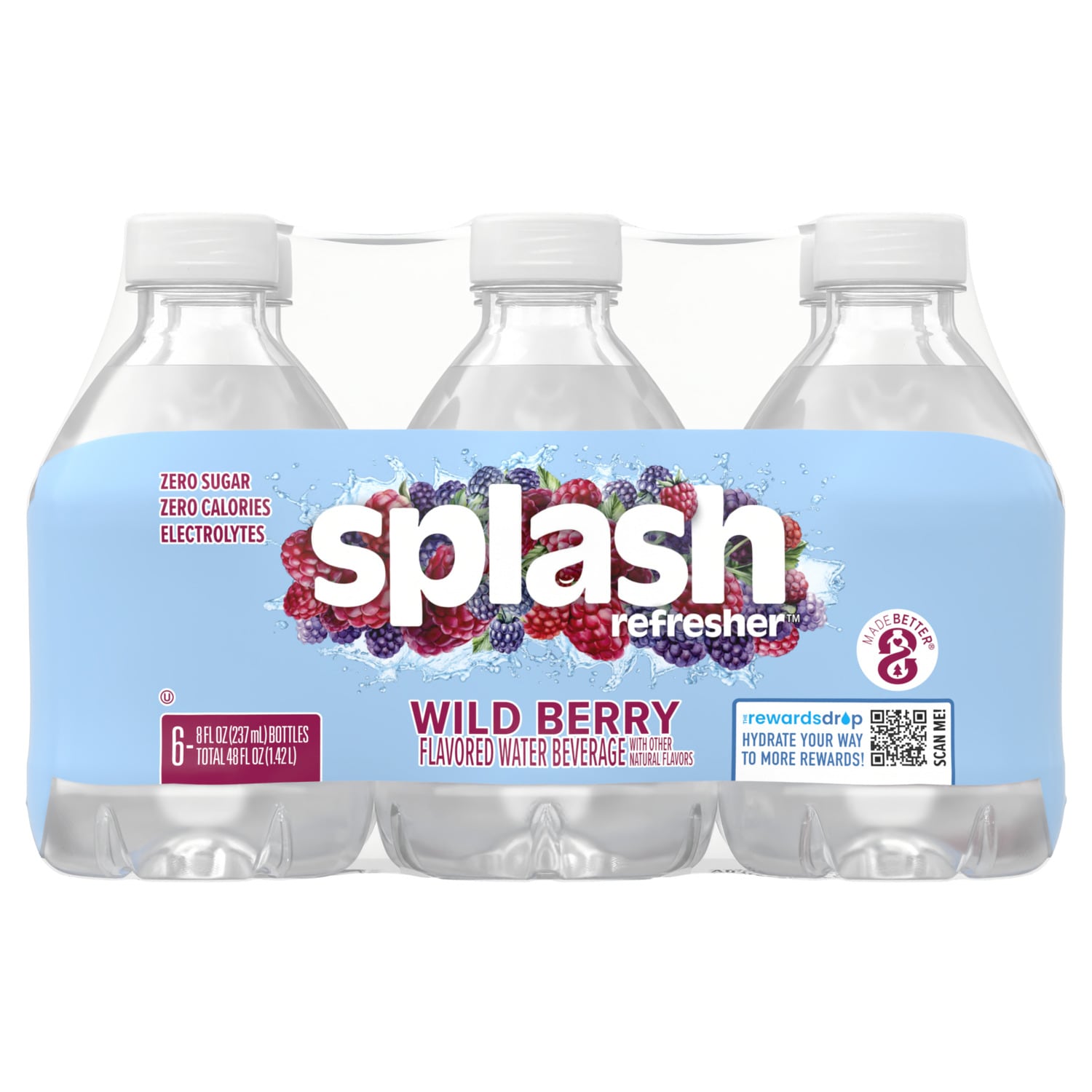 Splash Refresher - Wild Berry Flavored Water, 8 fl oz. 6-Pack