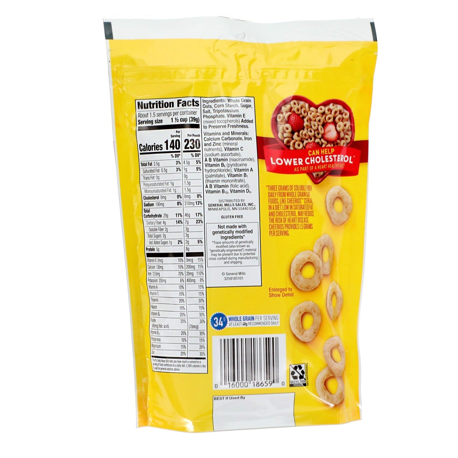 Cheerios Whole Grain Oats Breakfast Cereal, 2.2 oz.