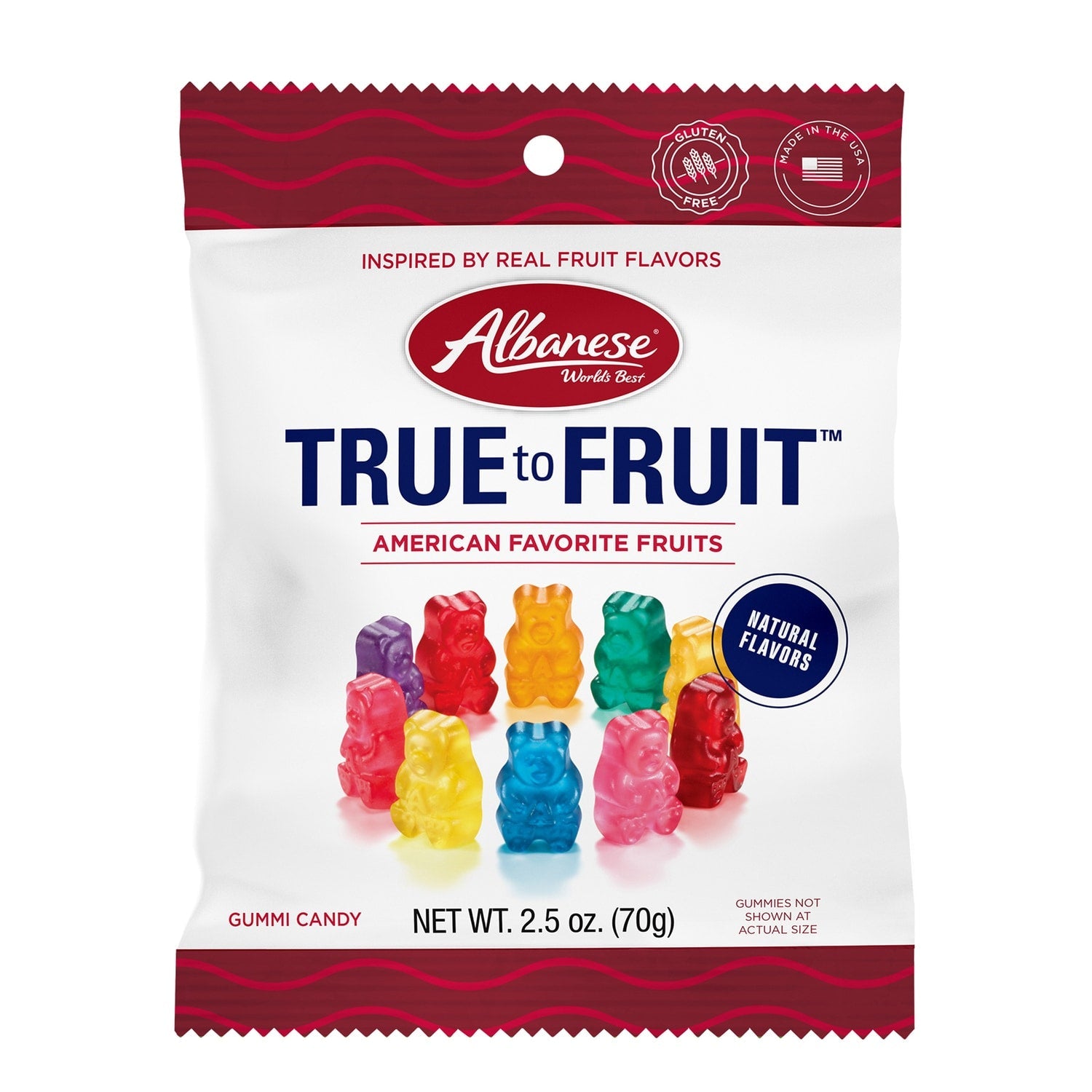 Albanese True To Fruit American Favorite Fruits Gummi Bears, 2.5 oz.