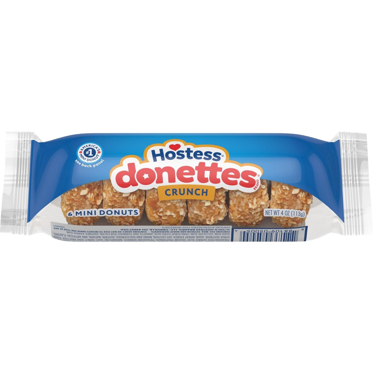 Hostess Donettes Crunch Mini Donuts, 6-pc Pack.