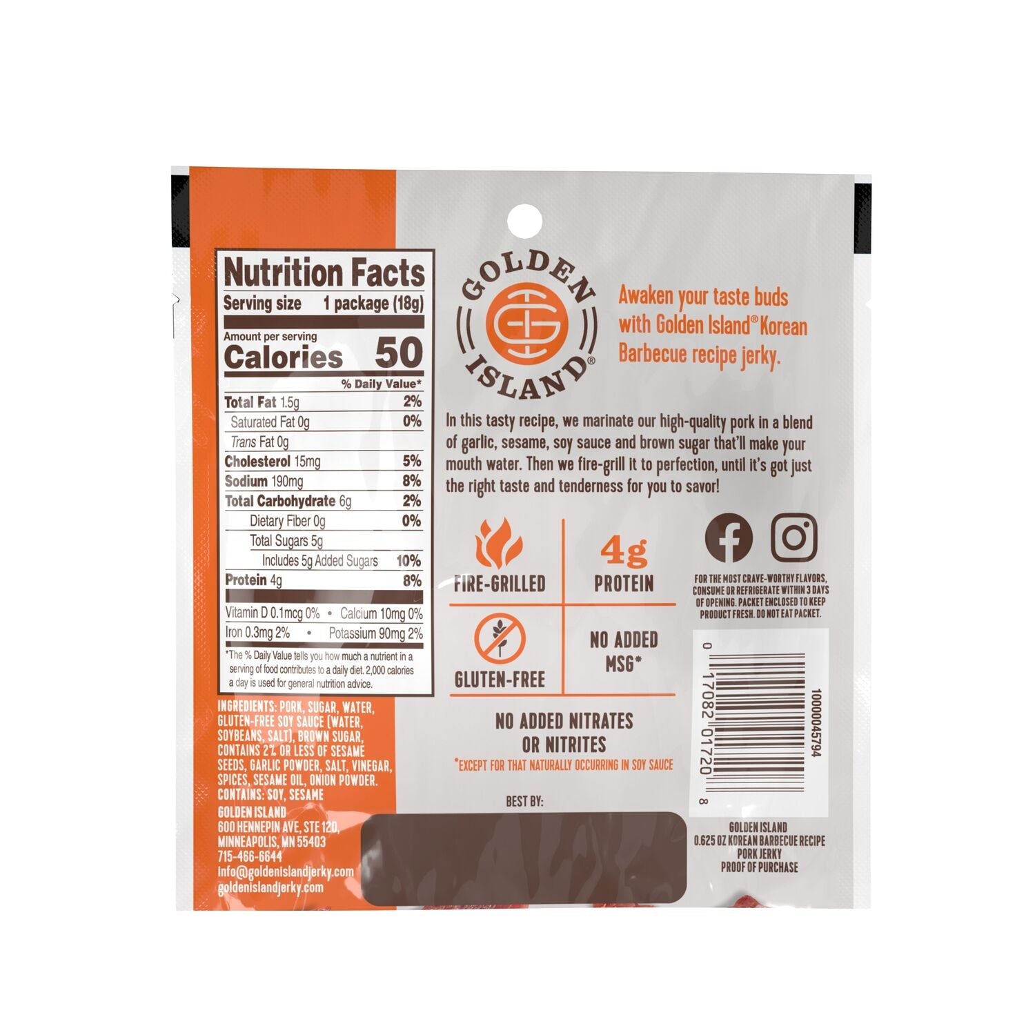 Golden Island Korean Barbecue Pork Jerky .625oz