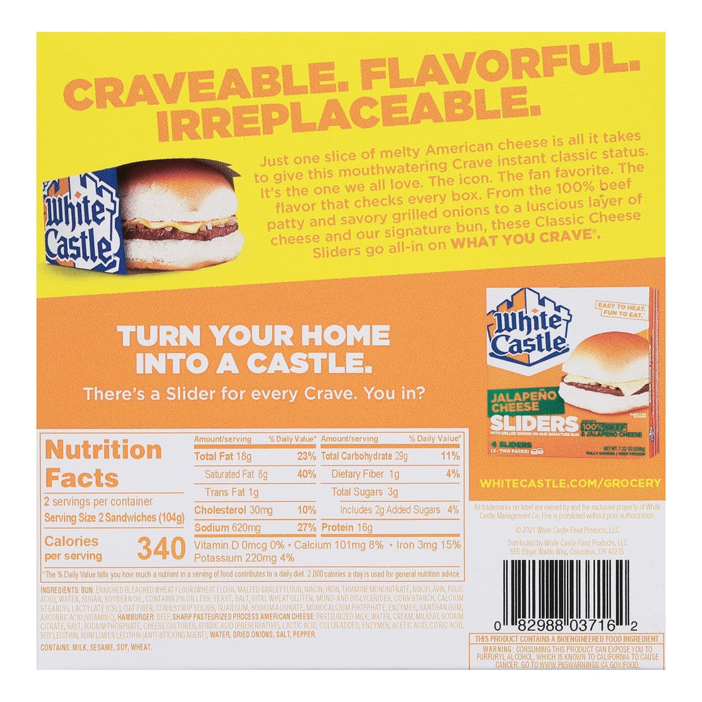 White Castle Classic Cheese Sliders, 2-pc Pack.