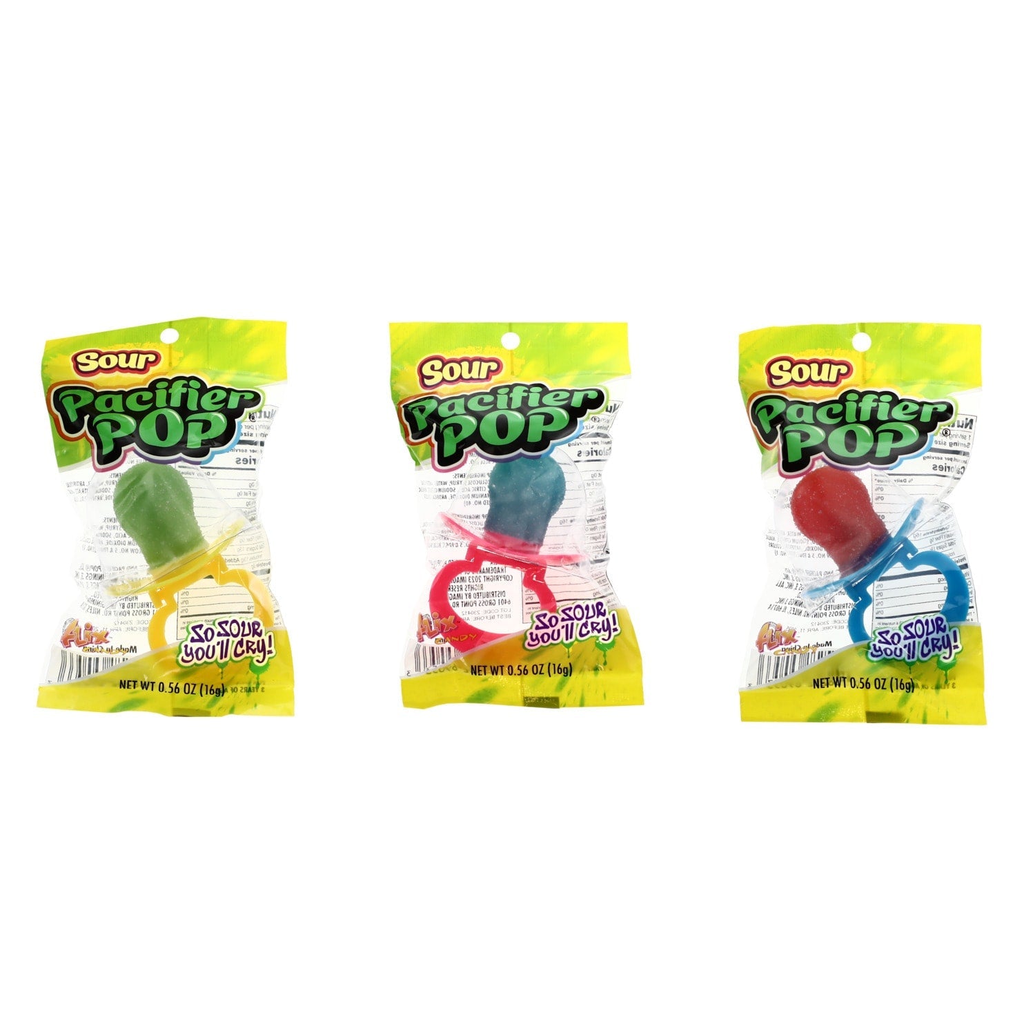 Sour Pacifier Pops Assorted, 0.56-oz. Packs