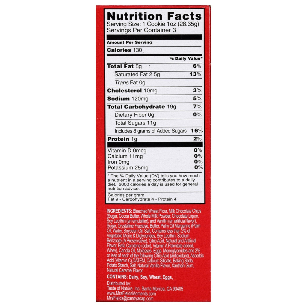 Mrs. Fields Milk Chocolate Chip Cookies, 3 oz. Boxes