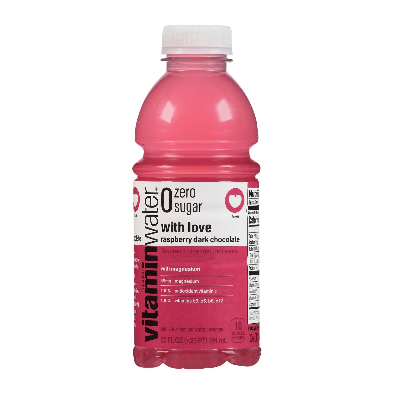 Vitaminwater Zero Sugar with Love Raspberry Dark Chocolate, 20 fl oz. Bottle