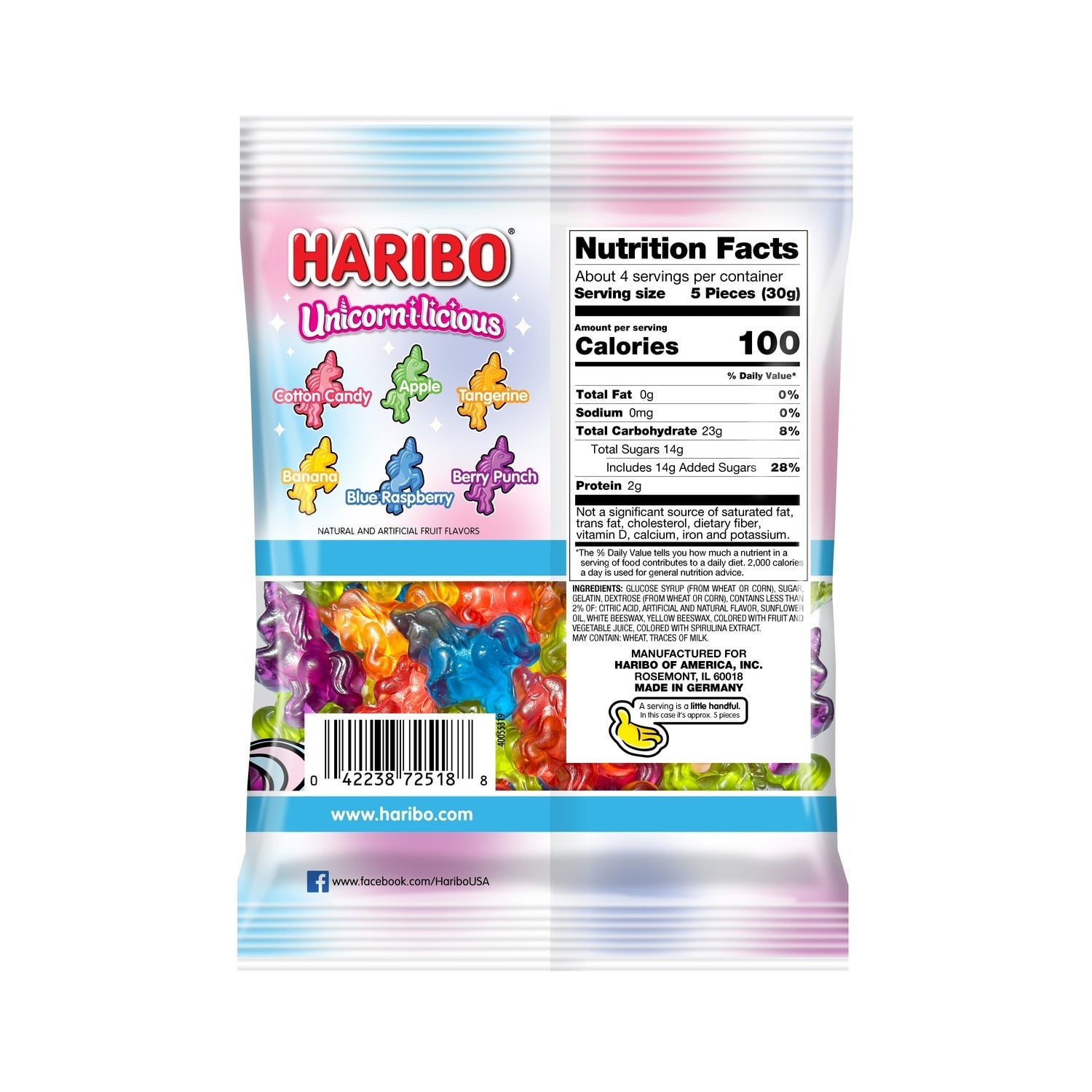 Haribo Unicornilicious Gummy Candy, 4 oz.