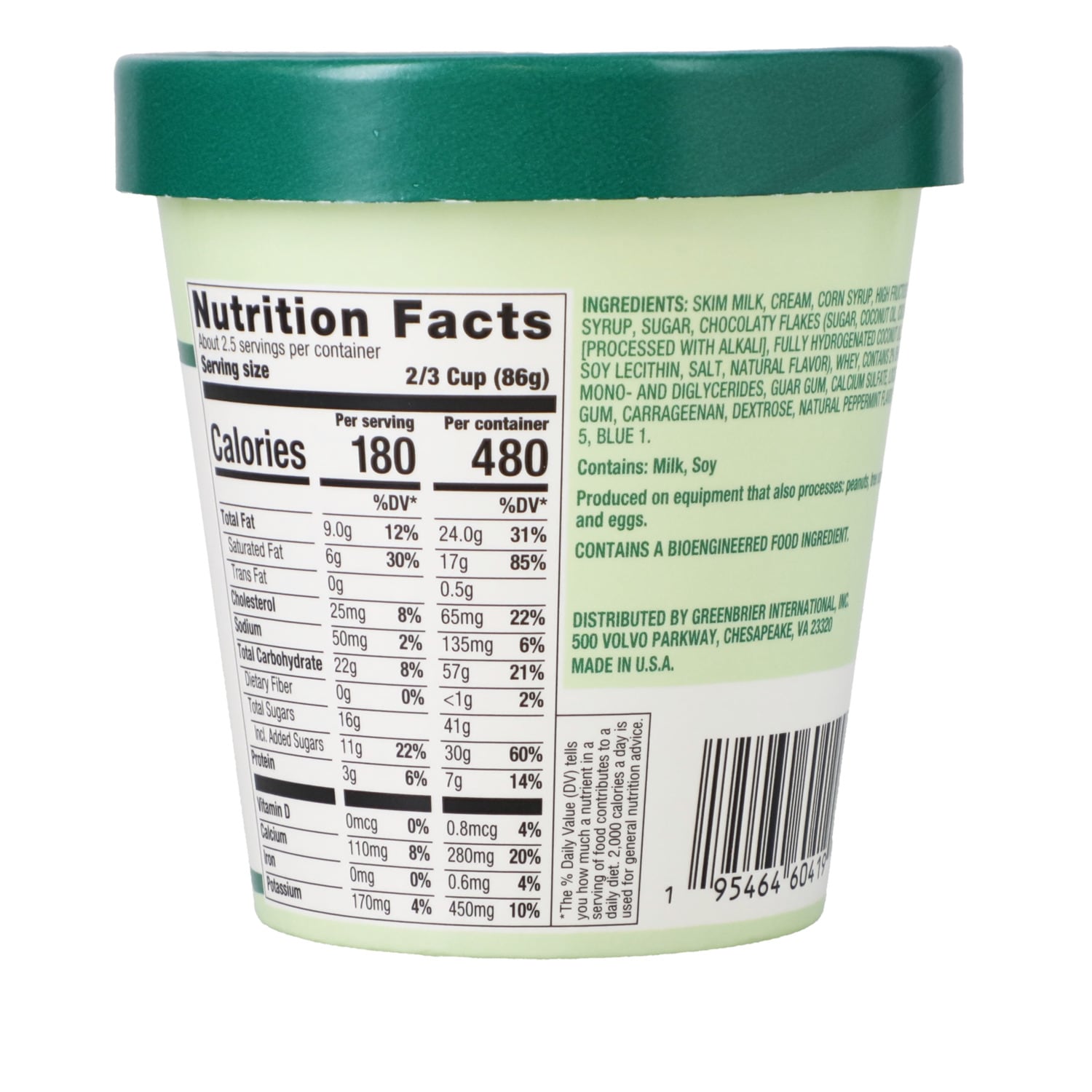Founder's Street Mint Chocolate Chip Ice Cream, 1-ct.
