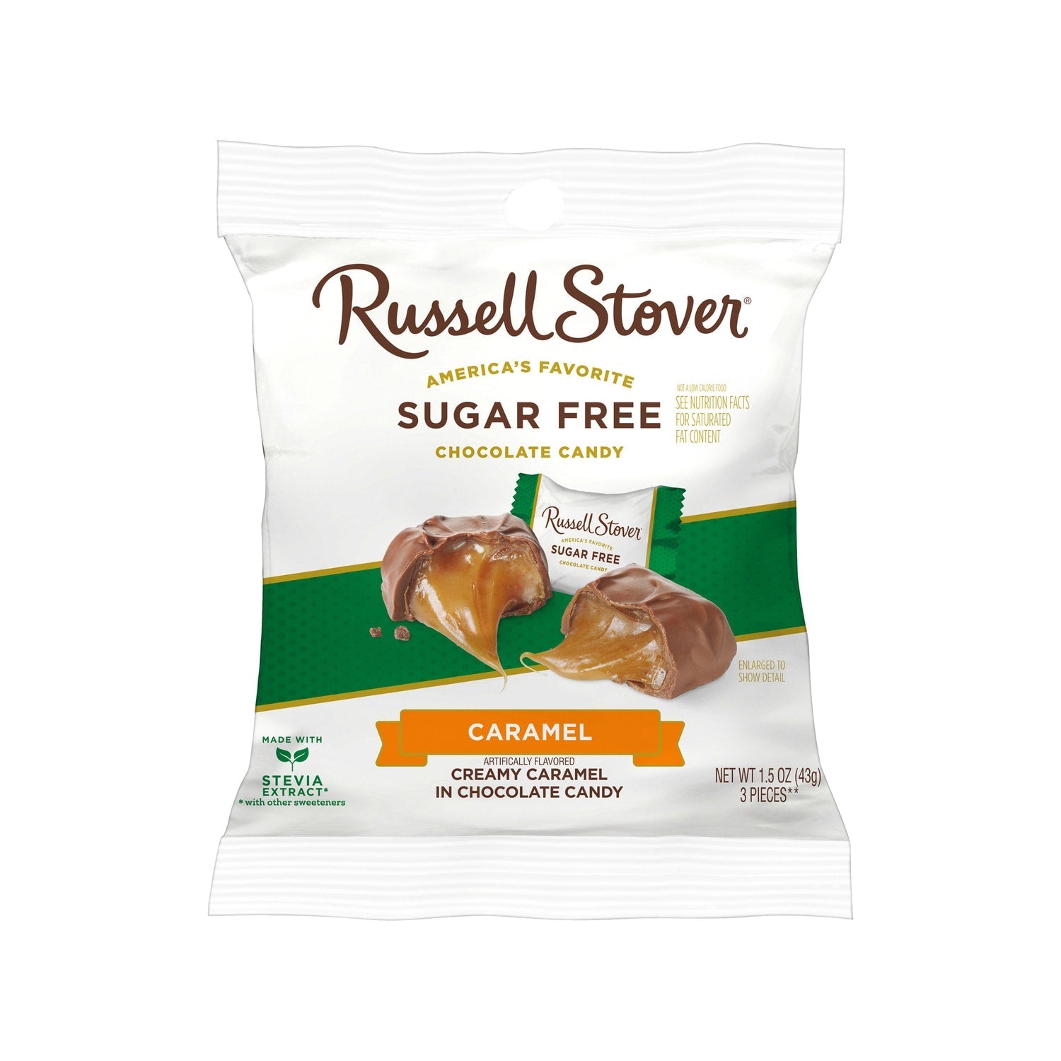 Russell Stover Sugar-Free Creamy Caramel Chocolate Candies, 13-pc Pack.