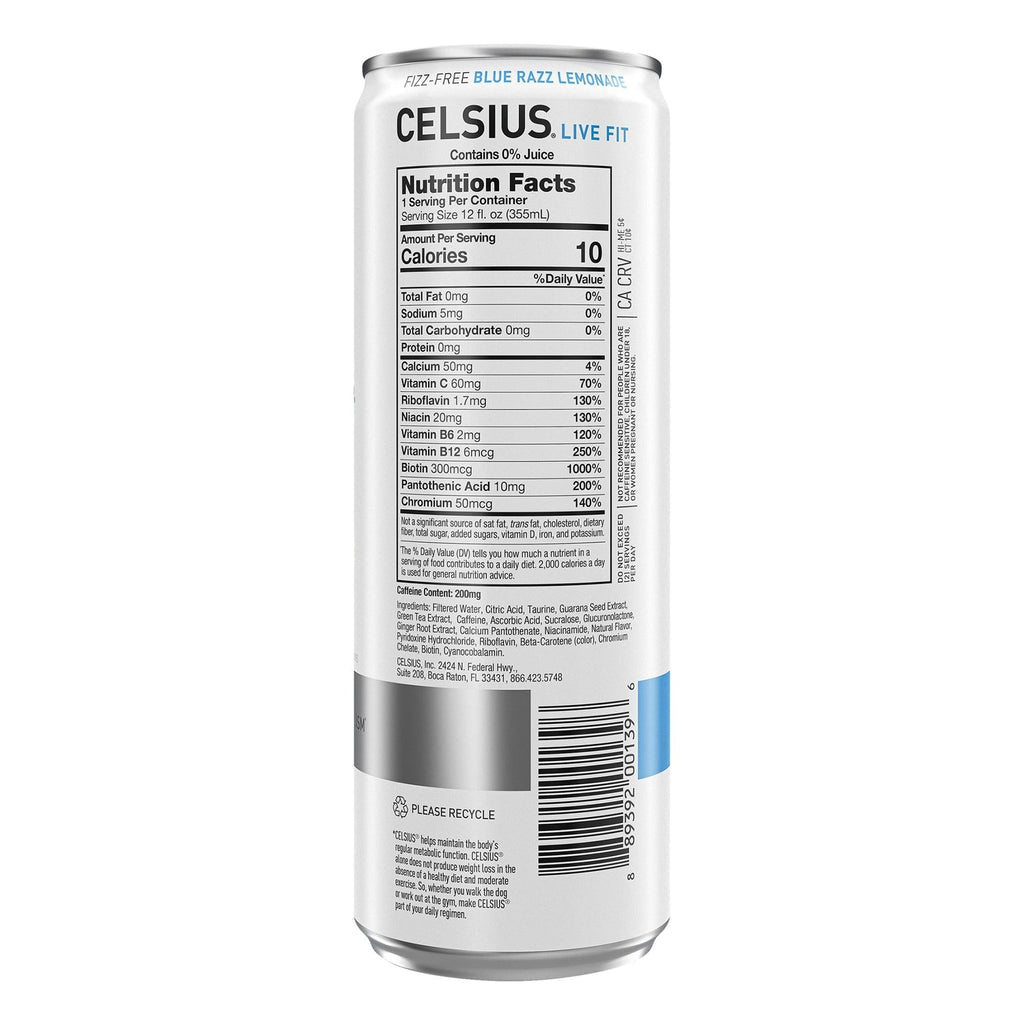 Celsius Live Fit Fizz-Free Blue Razz Lemonade Drink, 1-ct.