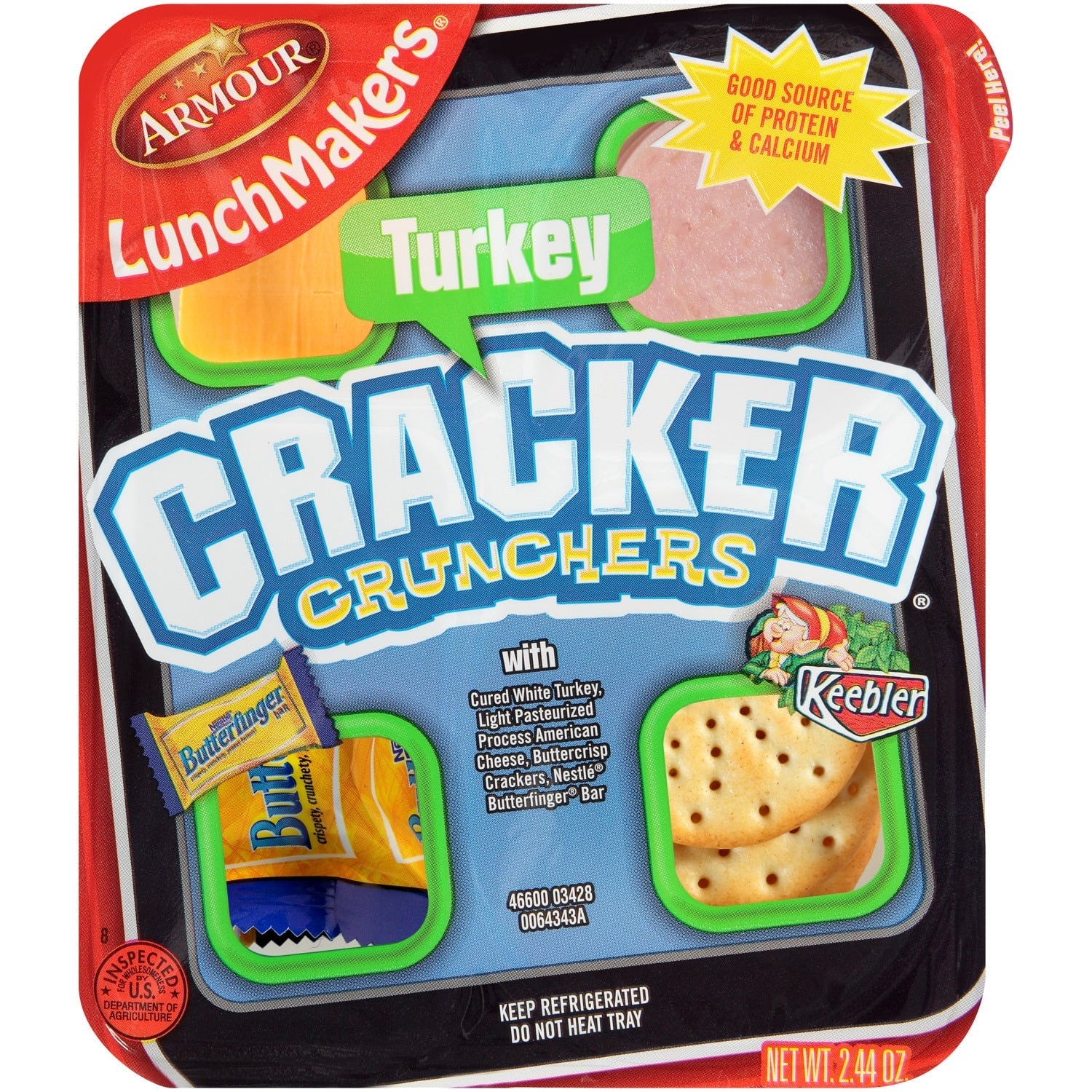 Armour LunchMakers Turkey and Cheese Cracker Crunchers with Butterfinger Candy, 2.44-oz. Packs