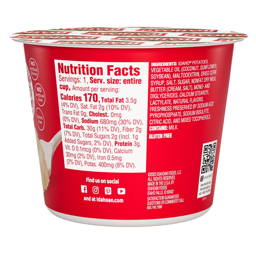 Idahoan Buttery Homestyle Instant Mashed Potatoes Cup, 1.5 oz.