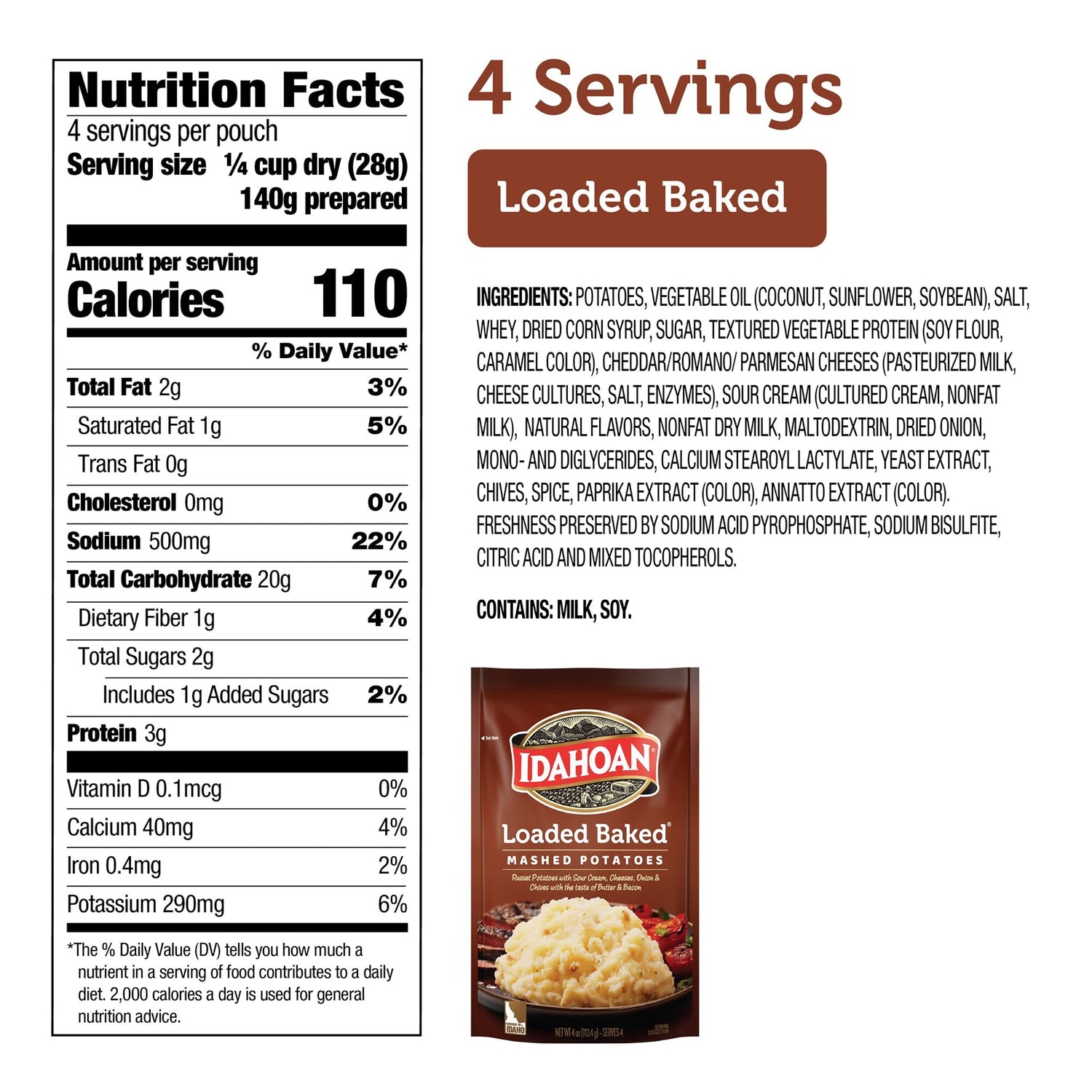 Idahoan Loaded Baked Mashed, 4-oz. Pouch