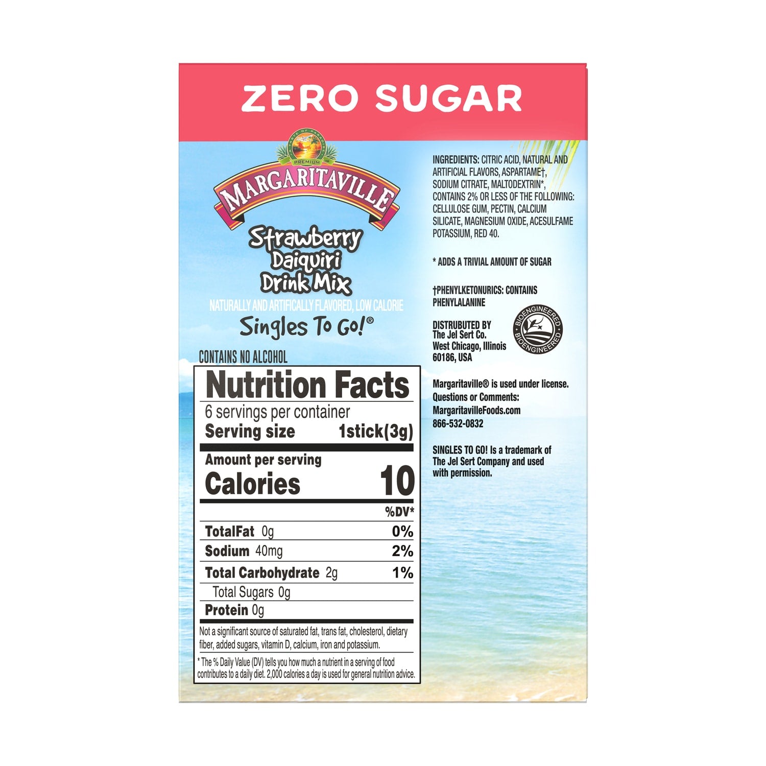 Margaritaville Strawberry Daiquiri Sugar-Free Singles-To-Go Drink Mix, 6-ct. Box