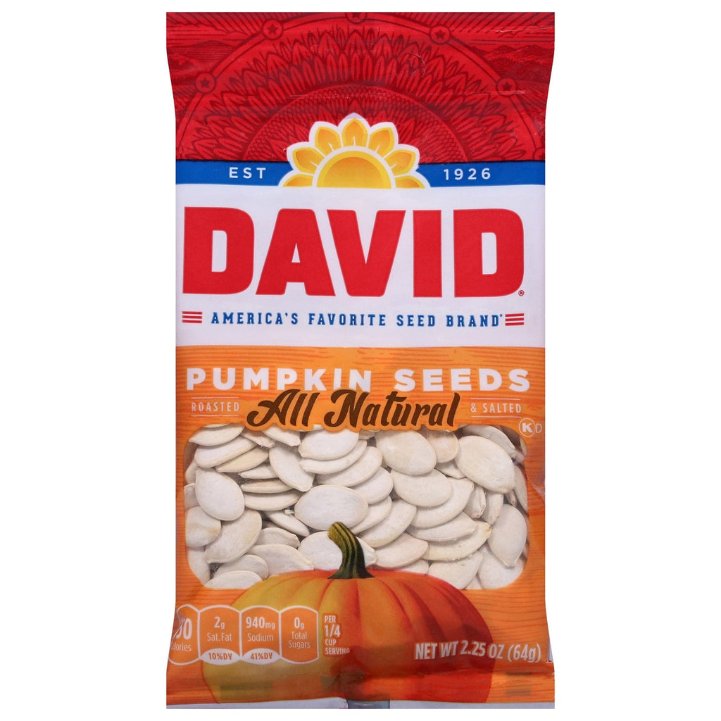 David Seeds Salted and Roasted Pumpkin Seeds, 2.25-oz. Bag