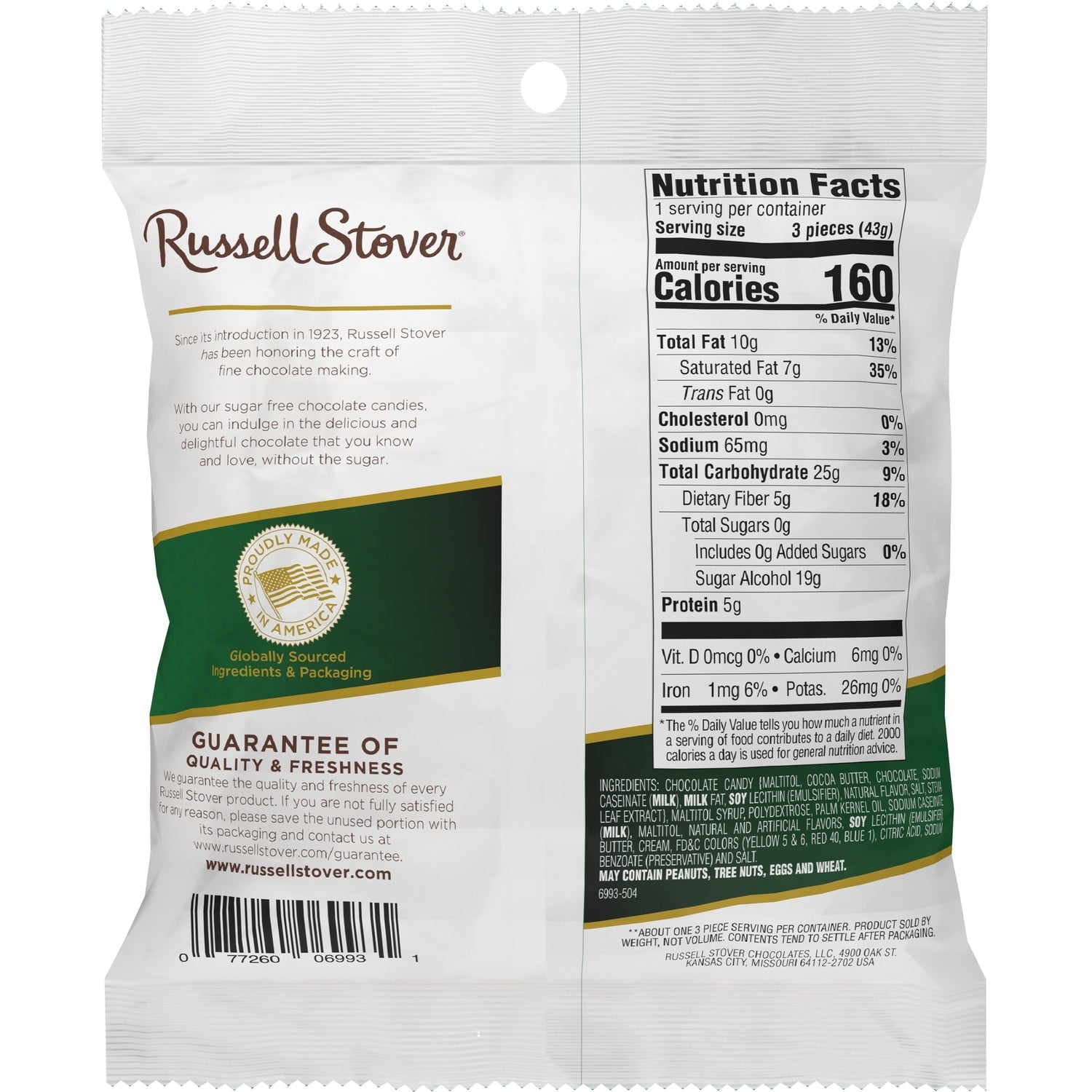 Russell Stover Sugar-Free Creamy Caramel Chocolate Candies, 13-pc Pack.