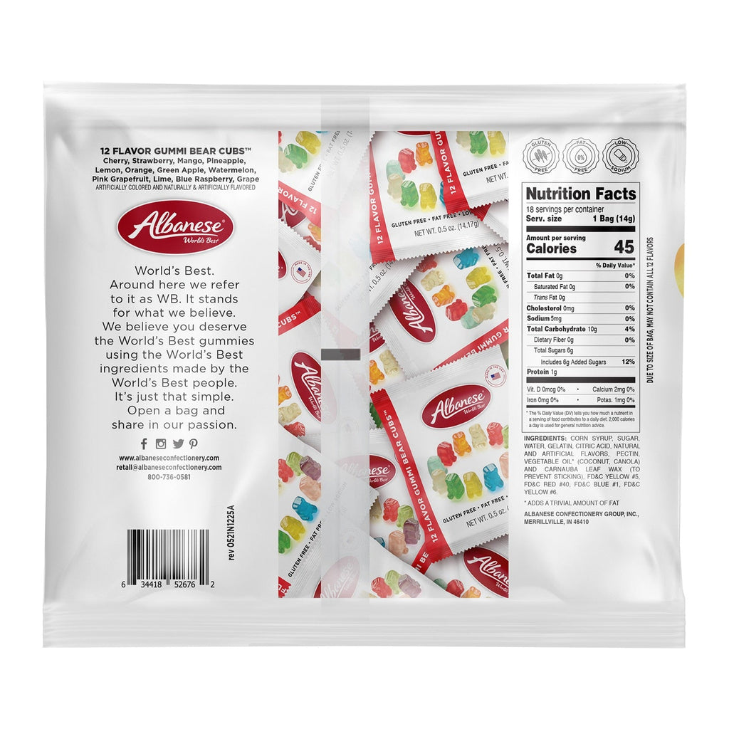 Albanese Easter 12 Flavor Mini Gummi Bear Cubs, 18-pc Pack.