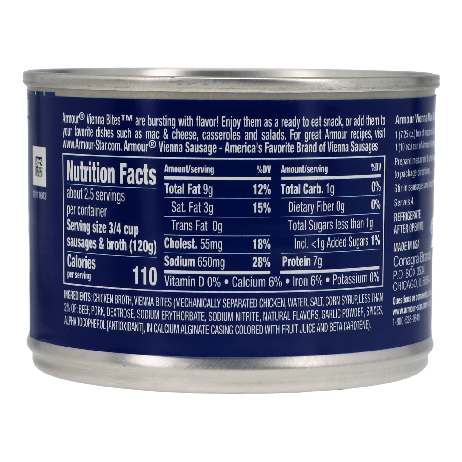 Armour Star Vienna Sausage Bites, Original Flavor, Canned Sausage, 10 oz.
