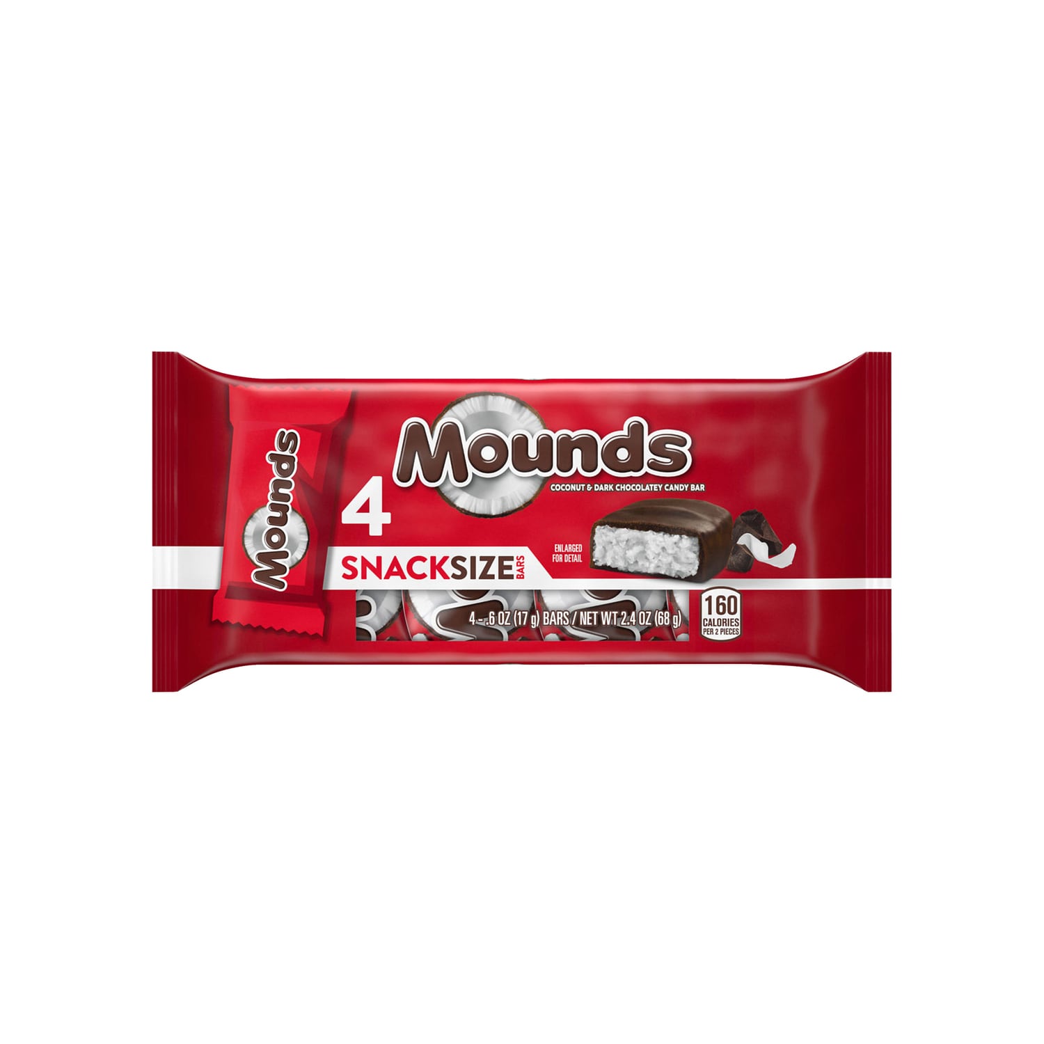 Mounds Coconut and Dark Chocolatey Candy Bar, 4-pc Pack.