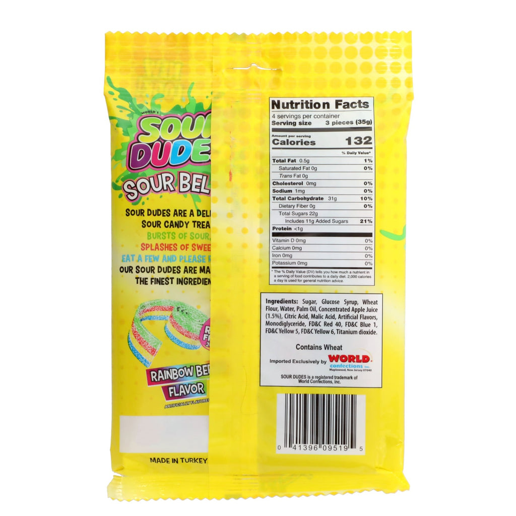 Sour Dudes Sour Belts Rainbow Berry Flavor Candy, 5 oz.
