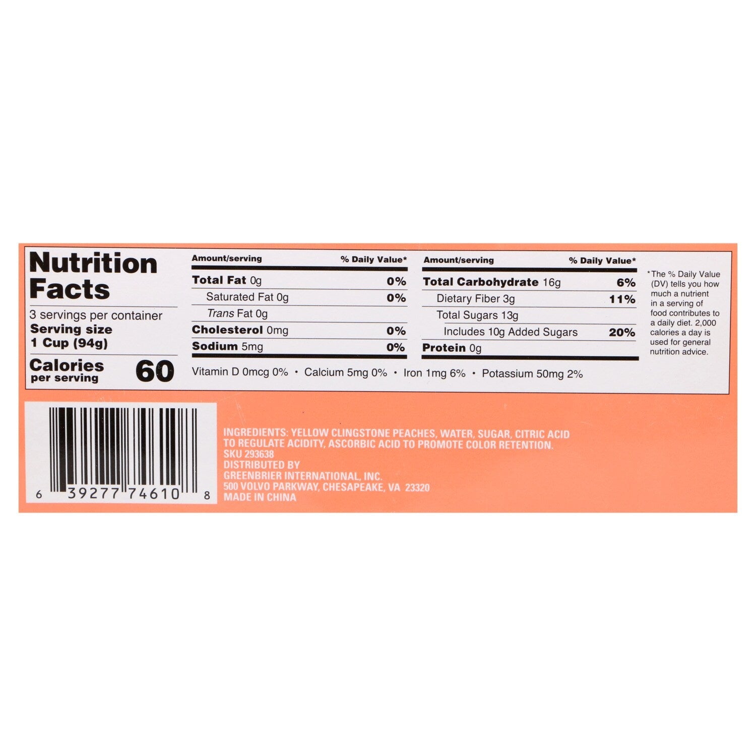 Island Choice Yellow Clingstone Diced Peach Cups, 3-ct. Packs