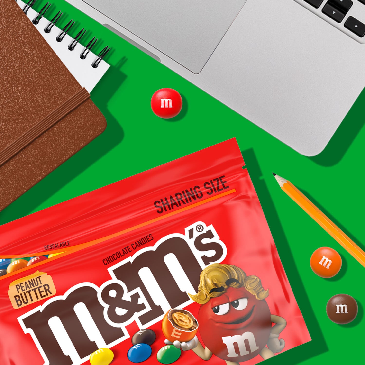 M&amp;M'S Peanut Butter Milk Chocolate Candy, Sharing Size, 9 oz Resealable Bag