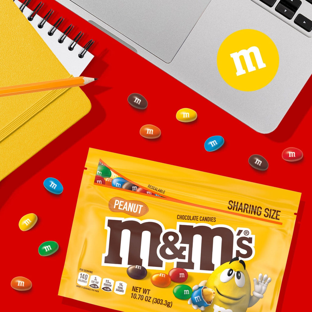 M&amp;M'S Peanut Milk Chocolate, Sharing Size, 10.05-oz. Resealable Bag