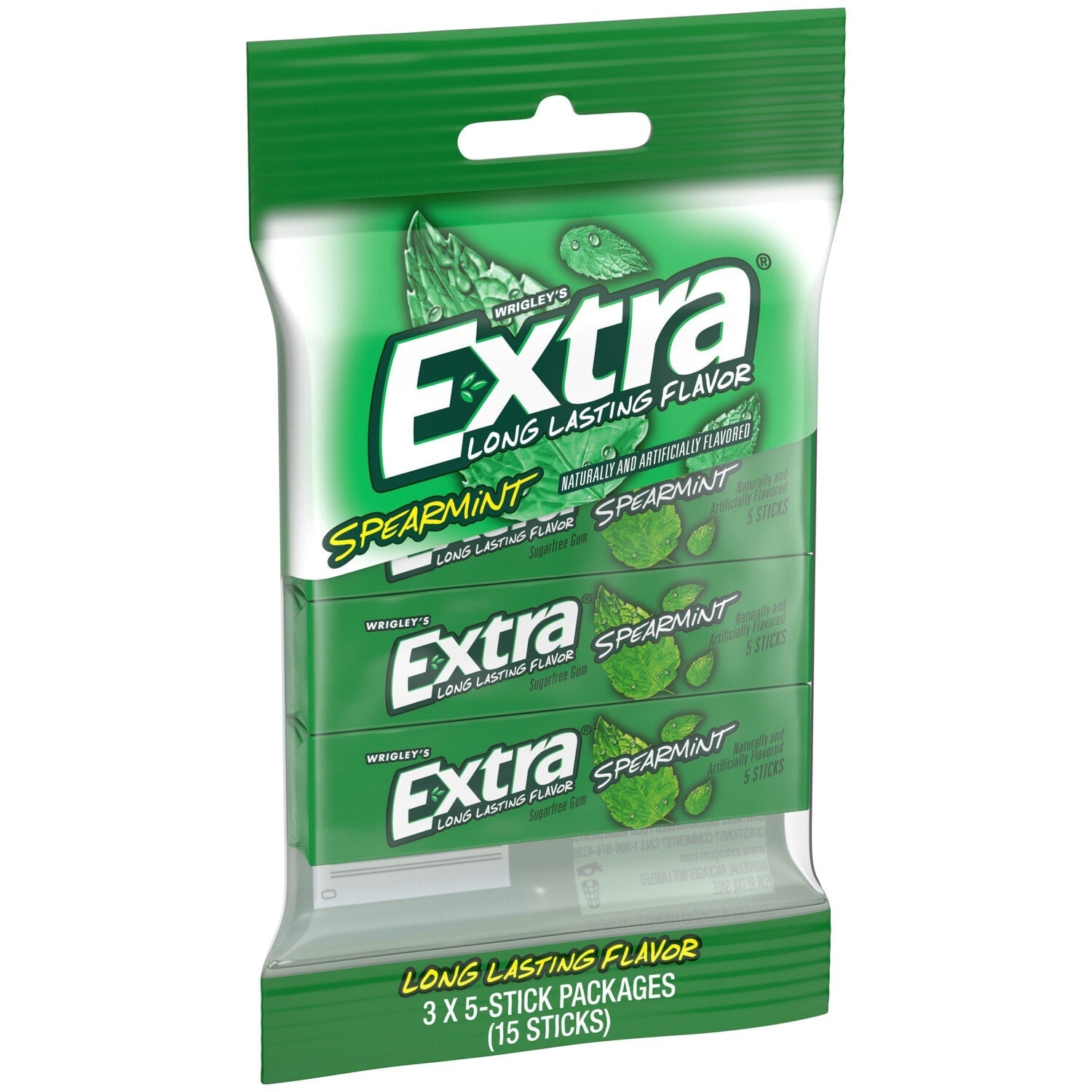 Wrigley's Extra Long Lasting Spearmint-Flavored Gum, 3-pc Pack