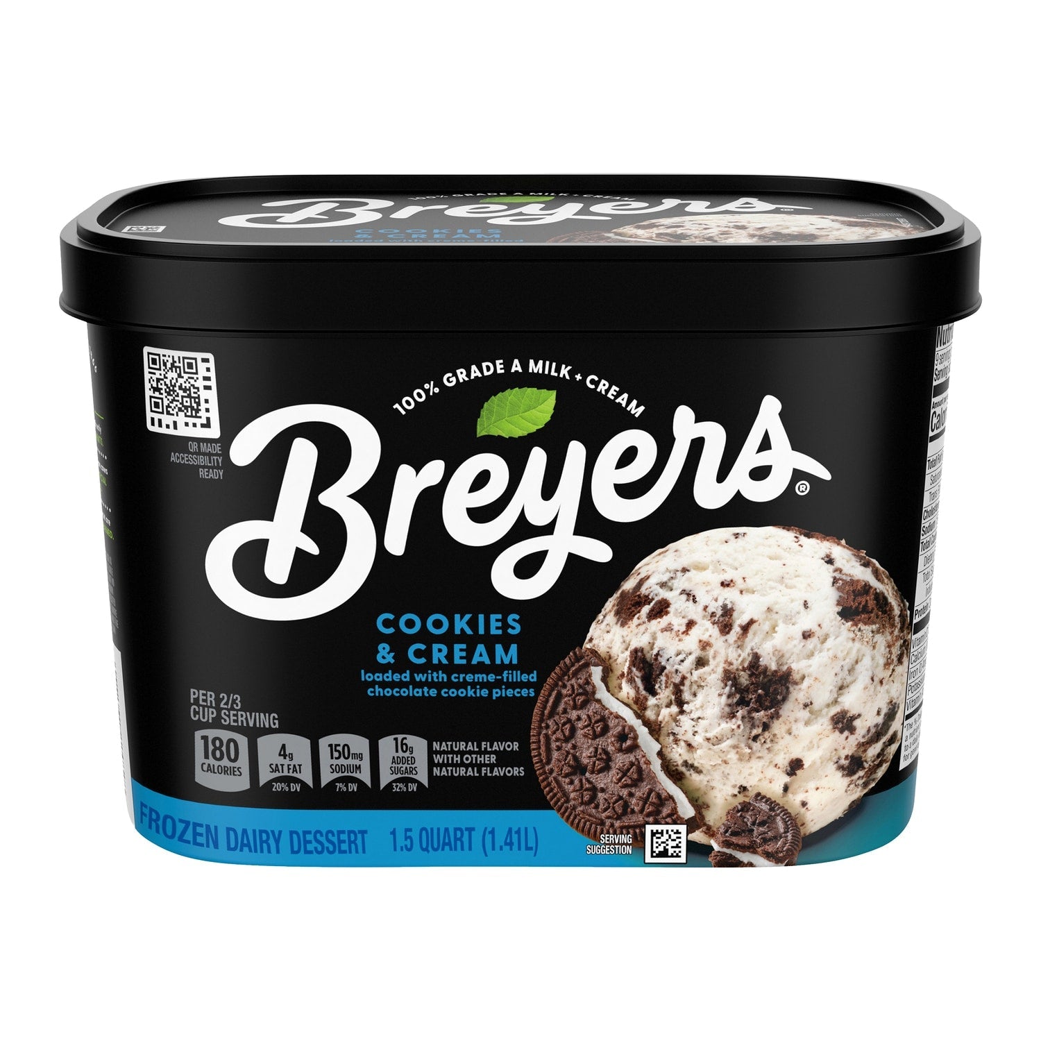 Breyers Cookies &amp; Cream Flavored Ice Cream, 1-ct.