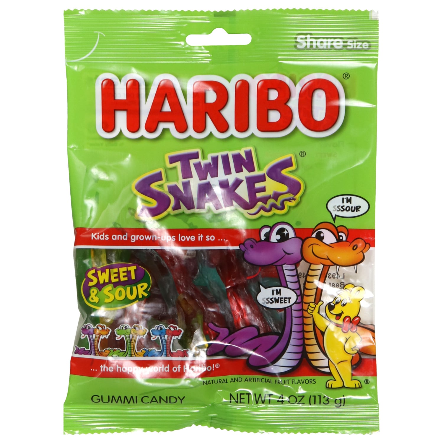 Haribo Twin Snakes Gummies, 4-oz. Bag