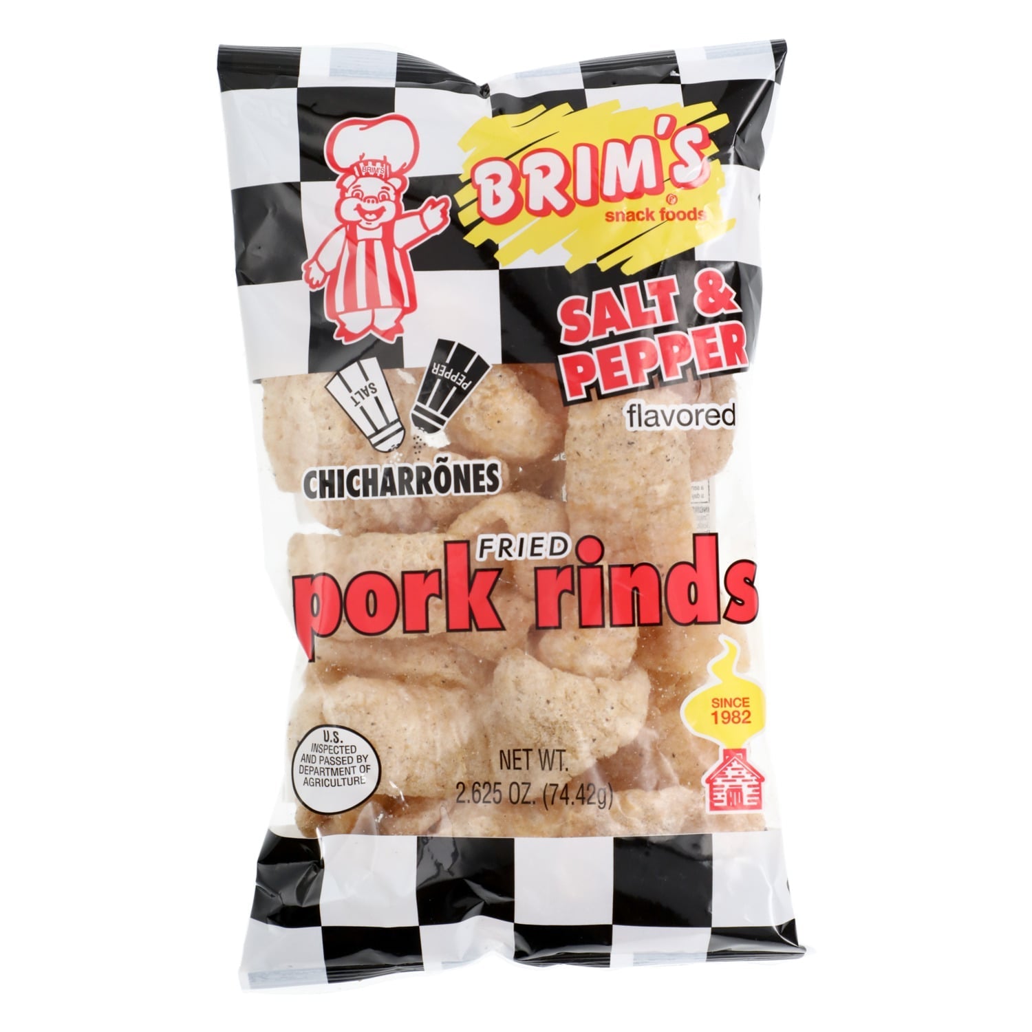 Brim's Salt and Pepper Fried Pork Rinds, 2.6-oz. Bags