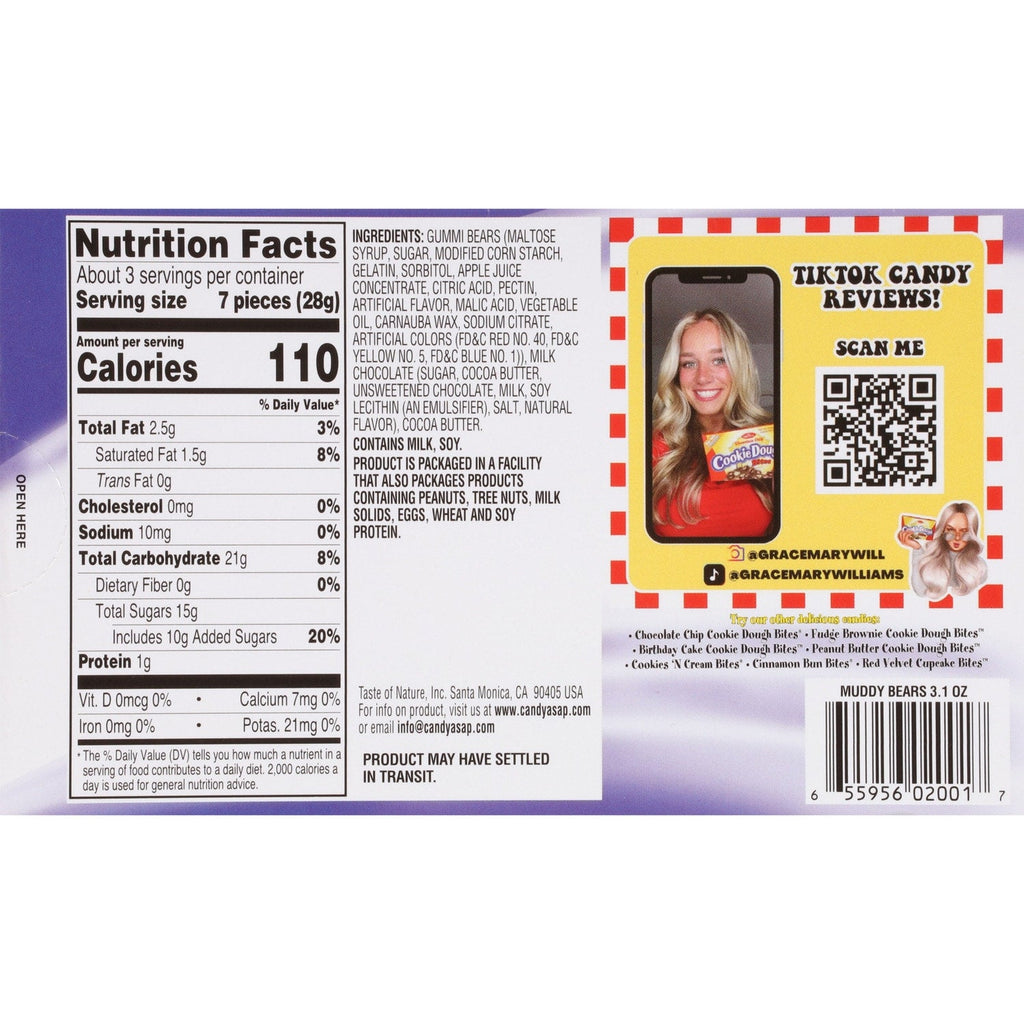 Muddy Bears Milk Chocolate Covered Gummi Bears, Assorted Flavors, 1-ct.