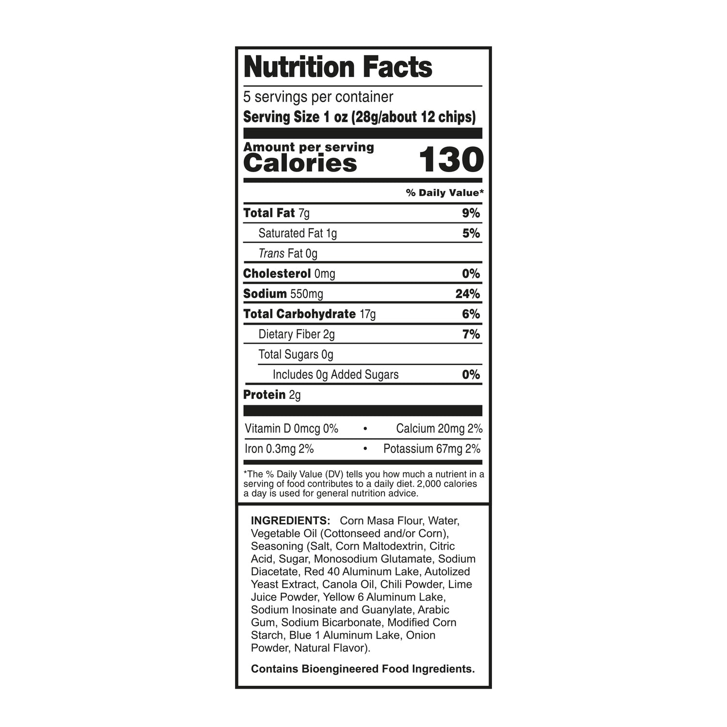 Fieras Chili and Lime Spicy Corn Rolled Tortilla Chips, 5-oz. Bag
