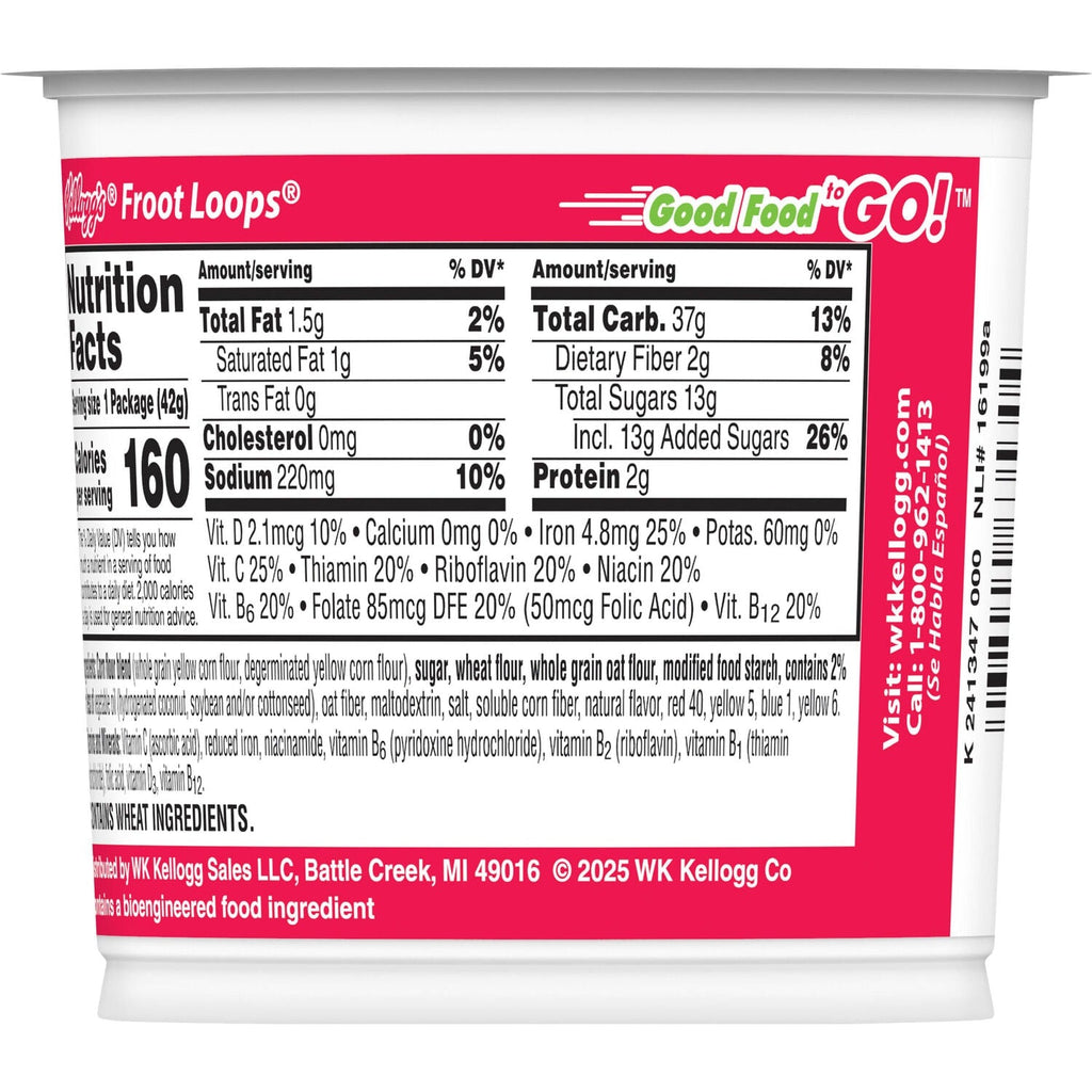 Kellogg's Froot Loops Breakfast Cereal Cup, 1-ct.