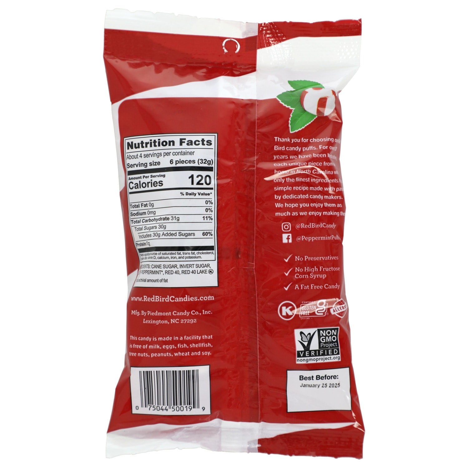 Red Bird Handcrafted Peppermint Candy Puffs, 1-ct.